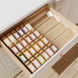 Clear Acrylic Spice Drawer Organizer, 4 Tier, Expandable From 13" To 26"